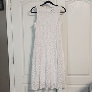 White lace detail knee length flowy dress.